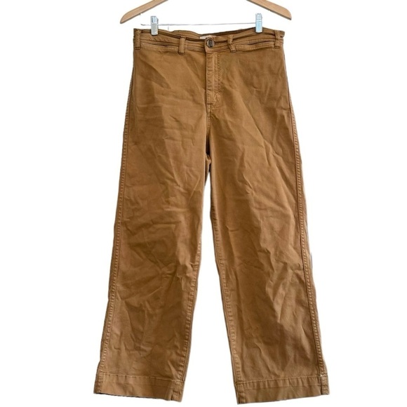 Marine Layer Cropped, Straight Leg Pants, Dark Mustard, Pockets, Belt Loops, 8 - Picture 1 of 6